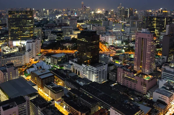 Top View Skyscrapers Central District Bangkok Night Thailand — Stock Photo, Image