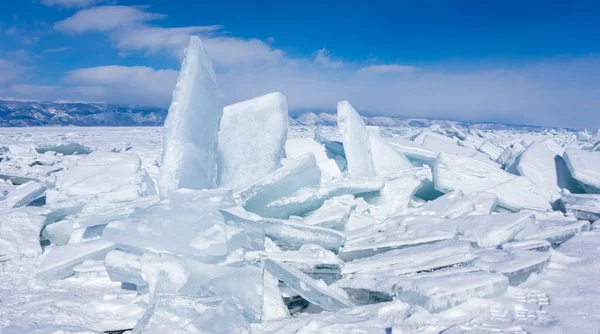 Vista Lago Baikal Inverno Maior Mais Profundo Lago Água Doce — Fotografia de Stock