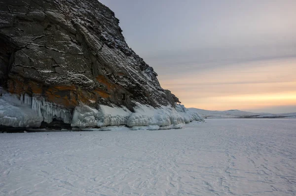 View of Lake Baikal in winter, the deepest and largest freshwater lake by volume in the world, located in southern Siberia, Russia