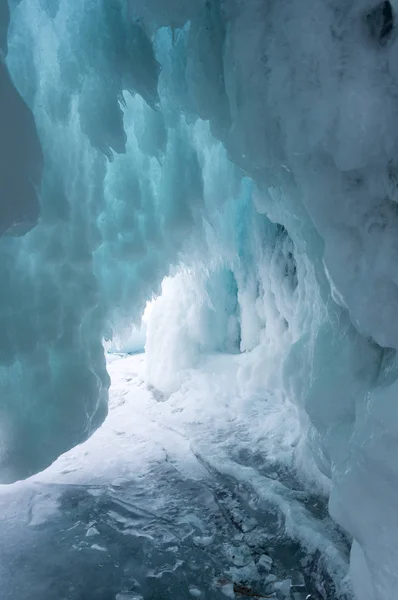 Grotte Glace Sur Île Olkhon Lac Baikal Sibérie Russie — Photo