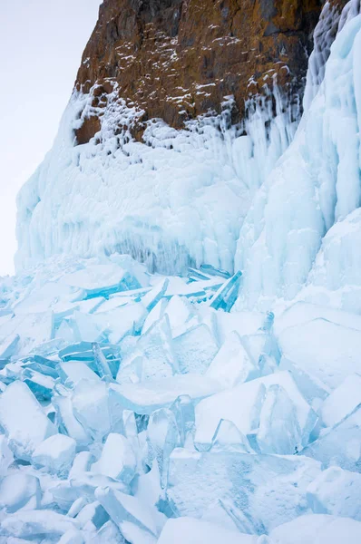 Blick Auf Den Baikalsee Winter Den Tiefsten Und Größten Süßwassersee — Stockfoto