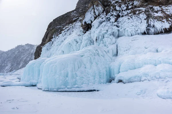 Vue Sur Lac Baïkal Hiver Profond Grand Lac Eau Douce — Photo