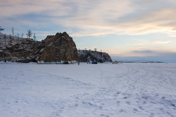 View of Lake Baikal in winter, the deepest and largest freshwater lake by volume in the world, located in southern Siberia, Russia