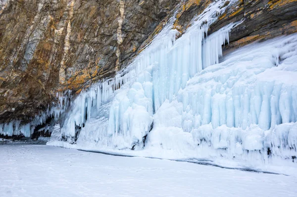 Blick Auf Den Baikalsee Winter Den Tiefsten Und Größten Süßwassersee — Stockfoto