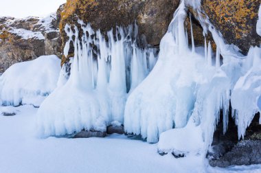 Kışın Deniz Baykal, en derin ve en büyük tatlı su Gölü yanında Güney Sibirya, Rusya'da bulunan güç dünyanın görünümü