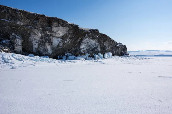 View of Lake Baikal in winter, the deepest and largest freshwater lake by volume in the world, located in southern Siberia, Russia