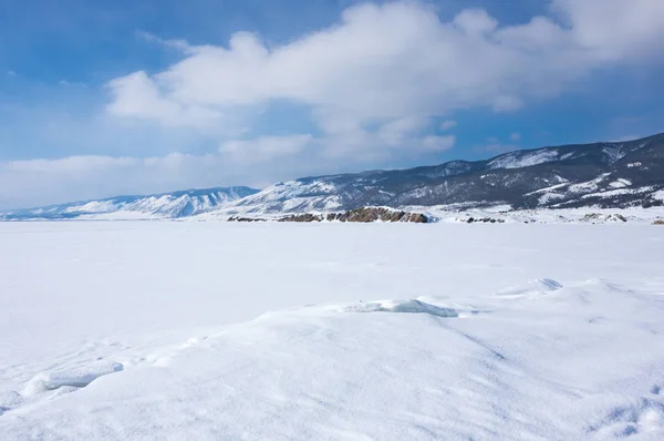 Vista Lago Baikal Inverno Maior Mais Profundo Lago Água Doce — Fotografia de Stock