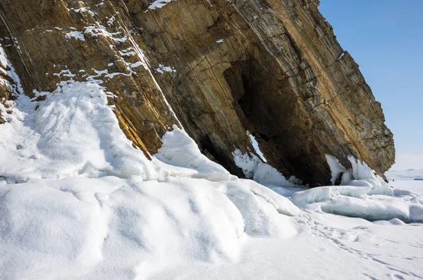 Vista Lago Baikal Inverno Maior Mais Profundo Lago Água Doce — Fotografia de Stock