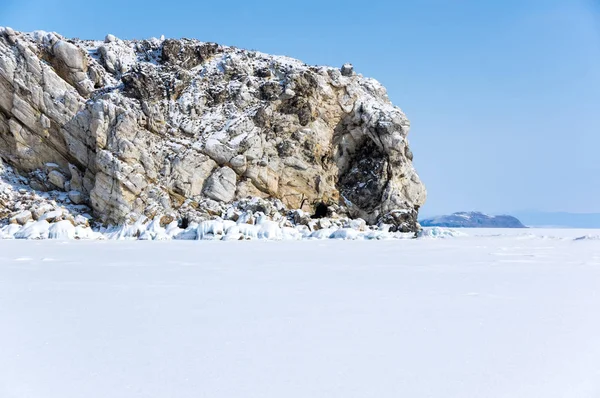 Vista Lago Baikal Inverno Maior Mais Profundo Lago Água Doce — Fotografia de Stock