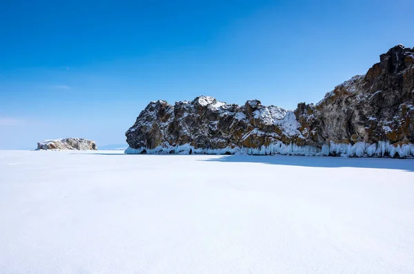 Weergave Van Het Baikalmeer Winter Het Diepste Grootste Zoetwatermeer Volumepercentage — Stockfoto
