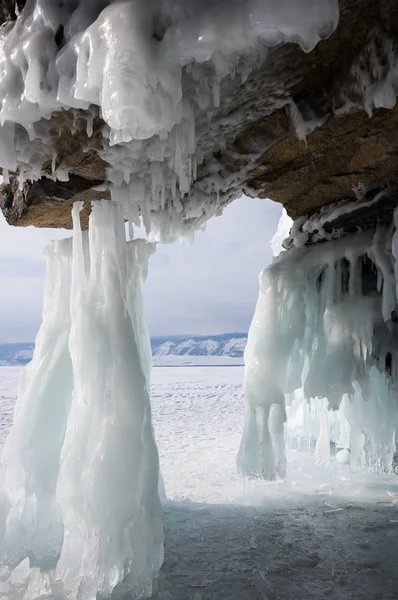 Вид Сосульки Озеро Байкал Сибирь Россия — стоковое фото
