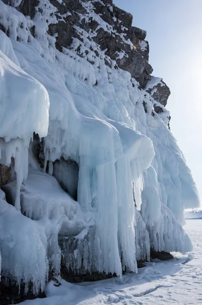 Weergave Van Het Baikalmeer Winter Het Diepste Grootste Zoetwatermeer Volumepercentage — Stockfoto