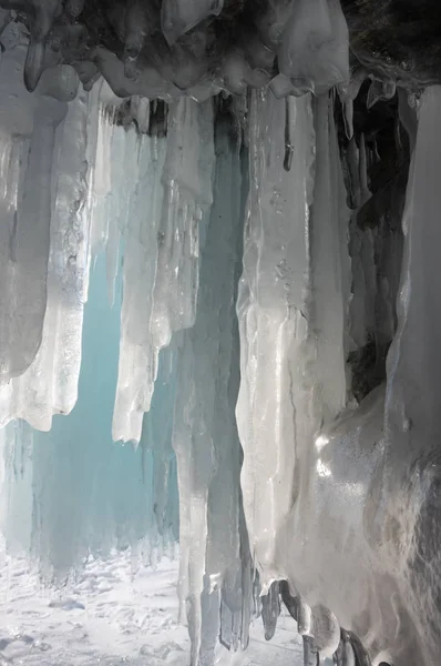 Blick Auf Eiszapfen Baikalsee Sibirien Russland — Stockfoto