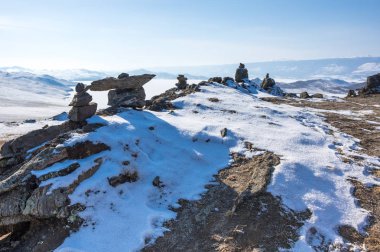 Panoramik Olkhon Adası Baykal Gölü, Sibirya, Rusya Federasyonu
