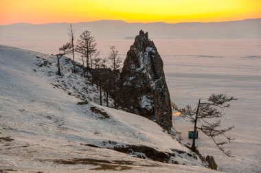 Kışın, Sibirya, Rusya Federasyonu Deniz baykal Olkhon sahil adada