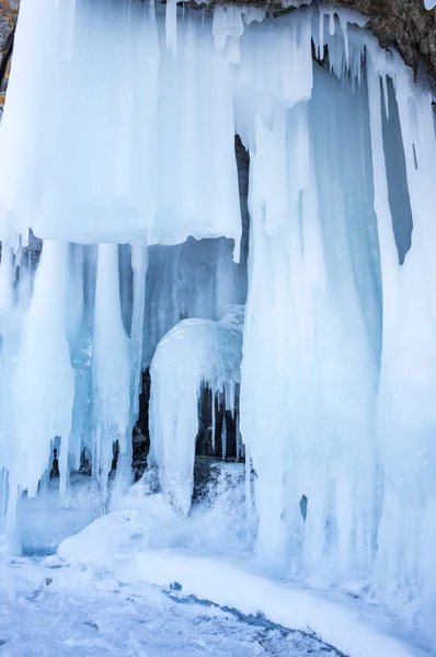 Blick Auf Eiszapfen Baikalsee Sibirien Russland — Stockfoto