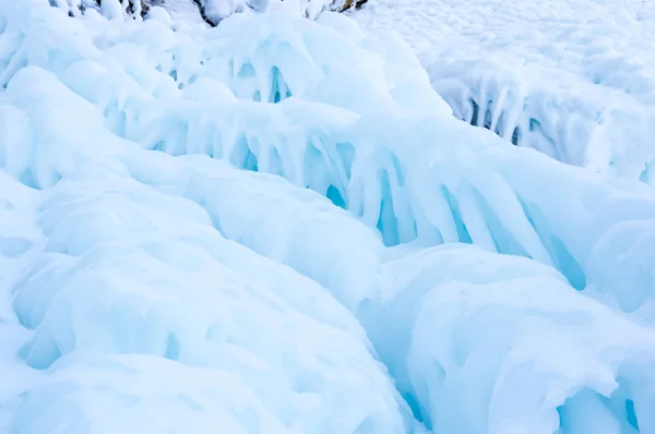 Άποψη Του Icicles Στη Λίμνη Βαϊκάλη Σιβηρία Ρωσία — Φωτογραφία Αρχείου