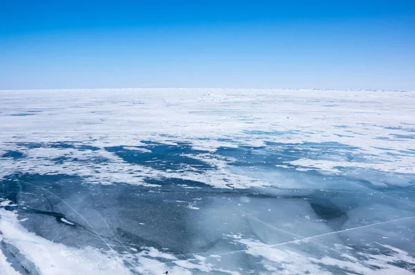 Vista Lago Baikal Inverno Maior Mais Profundo Lago Água Doce — Fotografia de Stock