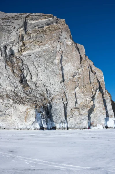 Côte Île Olkhon Sur Lac Baïkal Hiver Sibérie Russie — Photo