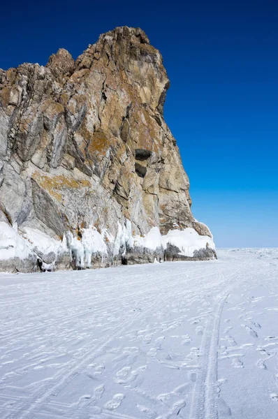 Kışın Sibirya Rusya Federasyonu Deniz Baykal Olkhon Sahil Adada — Stok fotoğraf