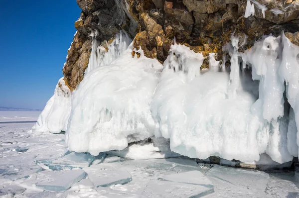 Die Küste Der Insel Olchon Auf Dem Baikalsee Winter Sibirien — Stockfoto