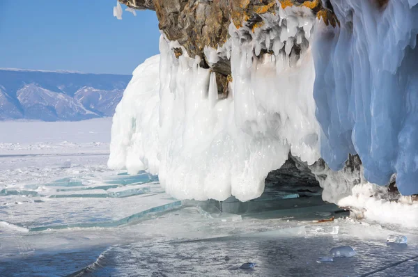 Die Küste Der Insel Olchon Auf Dem Baikalsee Winter Sibirien — Stockfoto