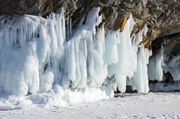 Kusten Olkhon Bajkalsjön Vinter Sibirien Ryssland — Stockfoto