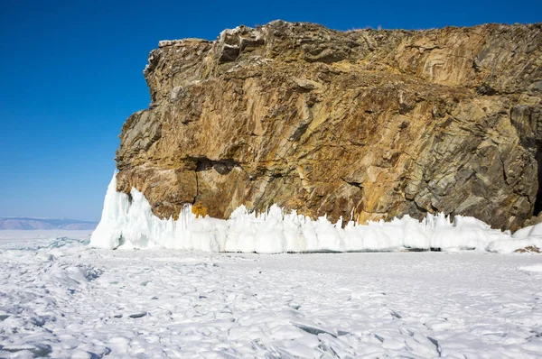 Die Küste Der Insel Olchon Auf Dem Baikalsee Winter Sibirien — Stockfoto