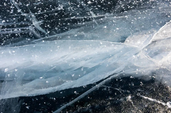 Ice of Lake Baikal, the deepest and largest freshwater lake by volume in the world, located in southern Siberia, Russia