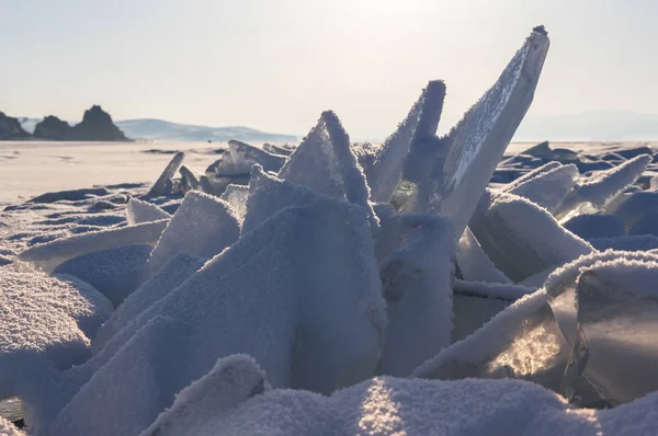 Ghiaccio Del Lago Baikal Lago Acqua Dolce Più Profondo Più — Foto Stock