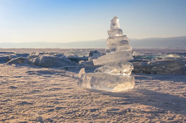 Ghiaccio Del Lago Baikal Lago Acqua Dolce Più Profondo Più — Foto Stock