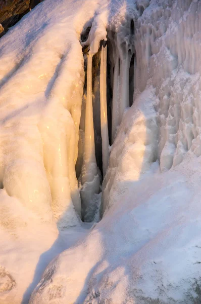 Kilátás Jégcsapok Oroszországban Szibériai Bajkál — Stock Fotó