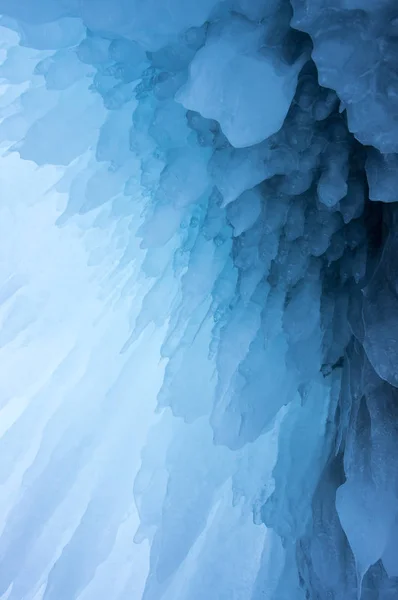 Vista Icicles Lago Baikal Sibéria Rússia — Fotografia de Stock