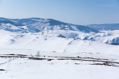 Panoramik Tazheran bozkır Irkutsk bölgesinde, Sibirya, Rusya Federasyonu