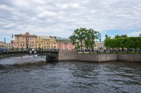 Utsikt Över Banvallen Fontankafloden Historiska Centrum Saint Petersburg Ryssland — Stockfoto