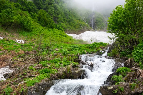 View of the brook in Caucasian mountains — Stock Photo, Image