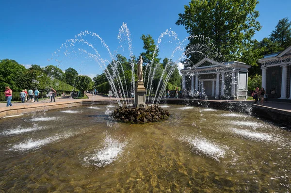 A fonte no jardim de Peterhof — Fotografia de Stock