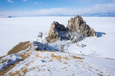 Baykal Gölü Olkhon adada Cape burhan (şaman Rock)
