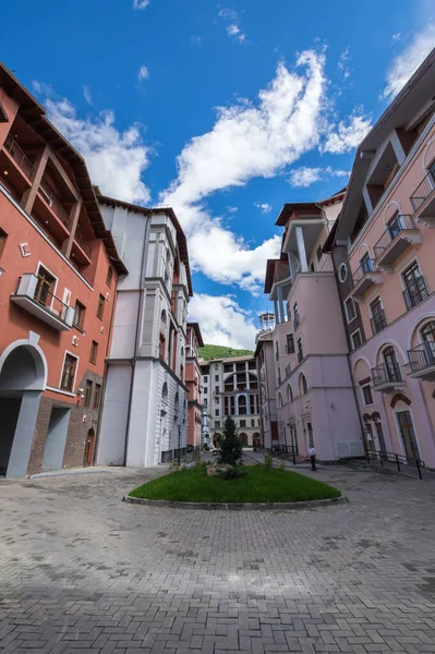 Vista Calle Estación Esquí Montaña Gorky Gorod Sochi Krasnaya Polyana — Foto de Stock