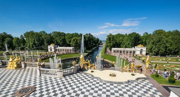 Saint Petersburg Rússia Julho 2017 Fontes Grande Cascata Peterhof São — Fotografia de Stock