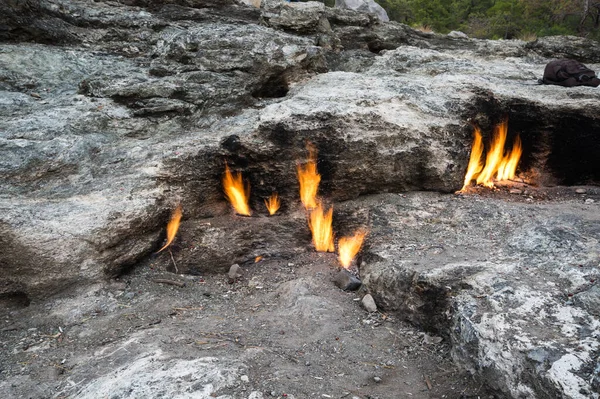 Fiamme Del Monte Chimera Dal Sottosuolo Cirali Turchia — Foto Stock