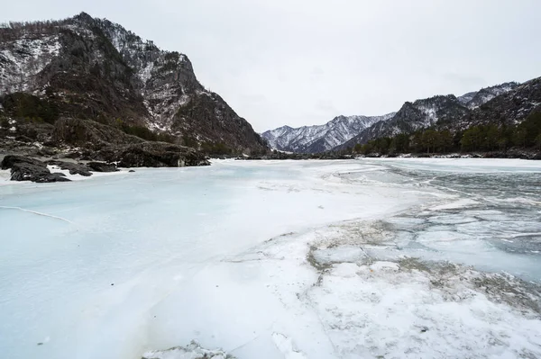 Pohled Pohoří Katun Altay Zimě Sibiř Rusko — Stock fotografie