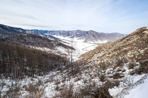 Vista Panorâmica Vale Das Montanhas Passo Chike Taman Altay Rússia — Fotografia de Stock