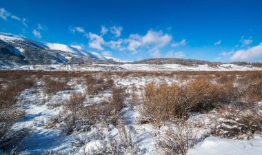 Altay 'daki Ulagan Dağları' nın kışın manzarası, Sibirya, Rusya