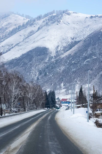 Vista Das Montanhas Altay Inverno Sibéria Rússia — Fotografia de Stock