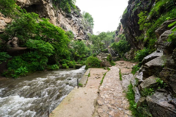 Cascate Miele Nelle Montagne Del Caucaso Nella Repubblica Karachay Cherkessia — Foto Stock