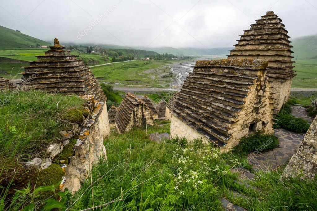 Ancient Alanian necropolis (City of dead)  in Dargavs village, North Ossetia Alania, Russia