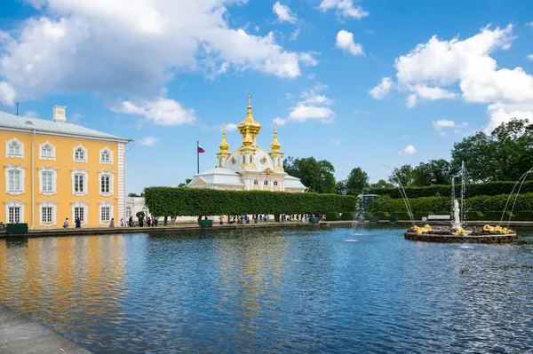 Saint Petersburg Russia June 2018 Grand Peterhof Palace Fountain Upper – stockfoto