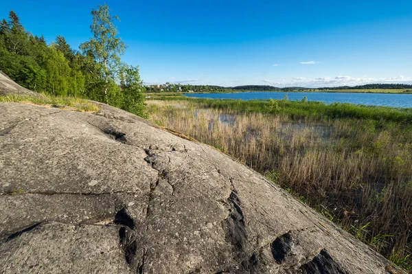 Vista Del Lago Sortavala Una Ciudad República Karelia Rusia Situada —  Fotos de Stock