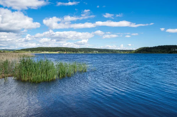 Vista Lago Sortavala Uma Cidade República Carélia Rússia Localizada Ponta — Fotografia de Stock